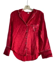 Pigiama donna Victoria’s Secret rosso logo seta set 2 pezzi pantaloni rosso taglia small - Foto 1 di 6