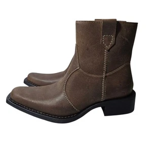 Men's Betts Brown Leather Cowboy Ankle Boots Size US 8 EUR 41 UK 7 - Afbeelding 1 van 20