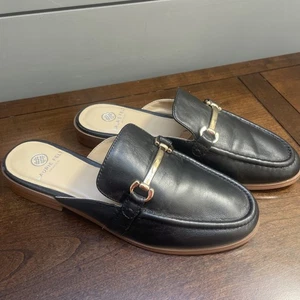 Laurie Felt Leather Sophie Slides black 7.5 classic - Picture 1 of 11