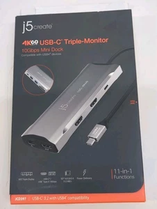J5create JCD397 4K 60 Elite USB-C Triple-Monitor 10Gbps Mini-Dock (90097) - Bild 1 von 9