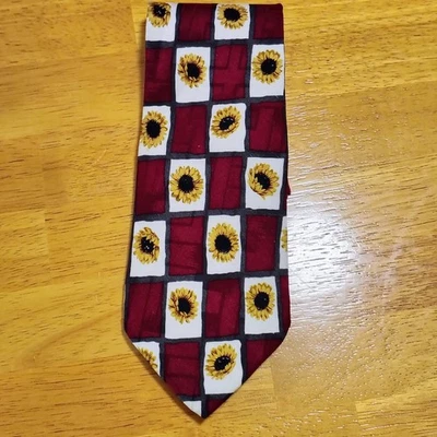 Corbata Girasol Roja Geoffrey Beene De Colección - Seda Gran Regalo de Navidad  Foto 1 de 4