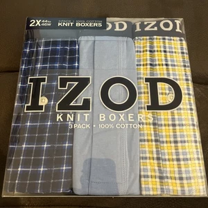 Izod Knit Boxers 2x 44-46 New Cotton 3 Pair Nip - Picture 1 of 8