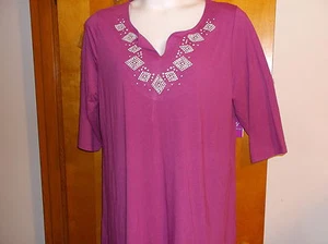 BRAND NEW "JUST MY SIZE"   STUD TUNIC TOP  in a PURPLE TORCH COLOR - Picture 1 of 2