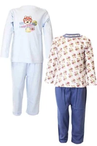 2x Kleinkinder Pyjama Schlafanzug 2er Pack Blau-Racing-Bär 86/92 - Bild 1 von 1