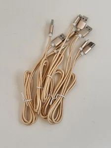 USB-A to 8 pin Gold Fabric Braid iPhone Charging cable For iPhone 6 7 8 X 11 12 - Picture 1 of 6