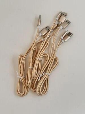 USB-A to 8 pin Gold Fabric Braid iPhone Charging cable For iPhone 6 7 8 X 11 12 Foto 1 de 4
