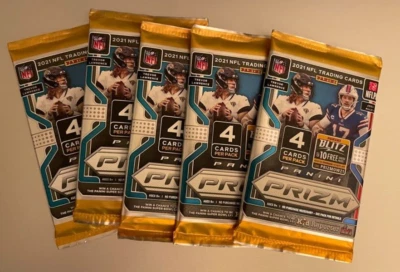 (5) 2021 PANINI PRIZM NFL Retail PACKS From 24ct Box Green Ice SSP?Checkerboard? - Image 1 of 2