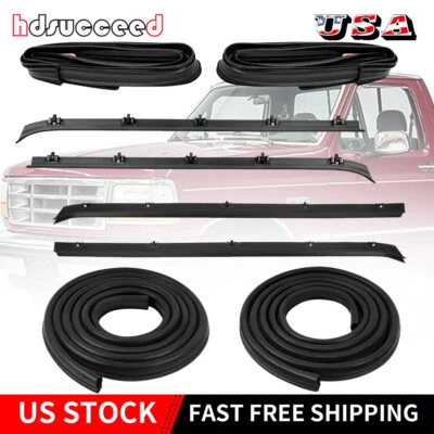 Juego de sellos de resistencia a la intemperie de fieltros de barrido de ventana de puerta delantera para camioneta Chevy GMC Foto 1 de 4