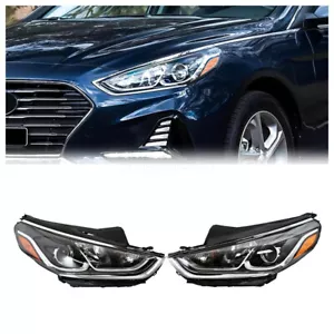 Pair Headlights For 2018 2019 Hyundai Sonata Halogen Headlamps Left Right - Picture 1 of 4