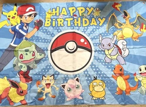 Pokemon Hanging Wall Art Banner Happy Birthday Decoration - Picture 1 of 6