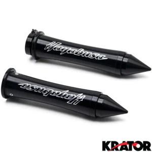 Logo Spiked Bar Ends Handgrips Custom For Suzuki GSXR GSXR1300 Hayabusa - Picture 1 of 4
