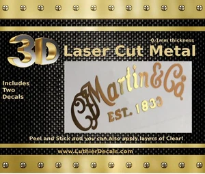 Martin and Co Guitar Decal 3d metal Headstock Restoration Sticker Logo m13b - Picture 1 of 6