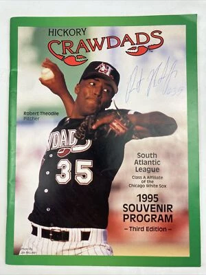 Robert Theodile #35 Autographed Hickory Crawdads 1995 Souvenir Program 3rd Editi - Image 1 of 4