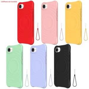 Ripple Pattern Magnetic Silicone Case w/ Lanyard for iPhone 16E,Durable & Trendy - Picture 1 of 13