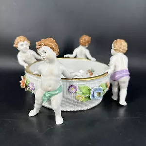 Schierholz Plaue Porzellan Thüringen Fruchtkorb Putto Engel handbemalt, Schale - Bild 1 von 17