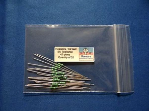 Resistors, carbon film, 1/4 watt, 5%, axial leaded, 47 Ohm - QTY of 20 - Bild 1 von 1