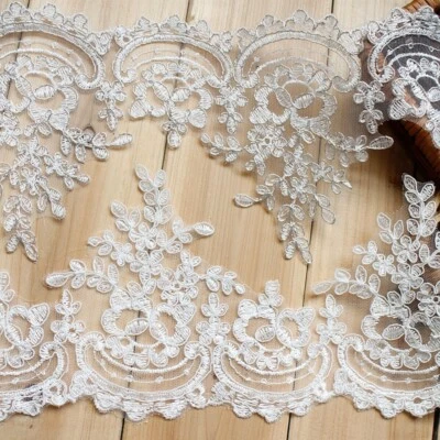15.5CM*1 Yard Delicate Embroidered Flower Sequin Lace trim Wedding/sewing - Image 1 of 4