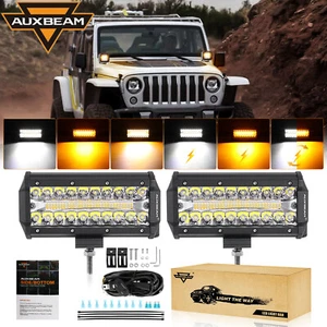 Auxbeam 7In Strobe LED Light Pod Fog Light 6 Modes Amber White For Jeep Wrangler - Bild 1 von 12