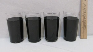 Lote de 4 vasos Highball vintage transparentes con envoltura negra vajilla mediados de siglo - Imagen 1 de 4