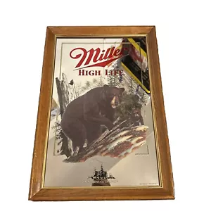 Miller High Life Bier Spiegelschild, Wildlife Serie, 1991 Der Schwarzbär, WI - Bild 1 von 16