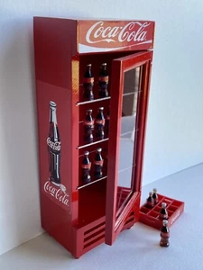 wooden Fridge Refrigerator Coke cooler Dollhouse 1:12 Miniature Soda Handmade - Picture 1 of 8