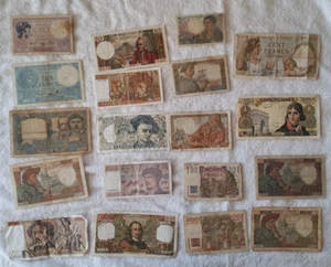 France lot of 19 banknotes WWII 1950 1960s 1000 100 50 5 francs READ- see others - Picture 1 of 2