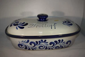 Brottopf 40 cm grau blau Oval NEU, Steinzeug Westerwald - Bild 1 von 2