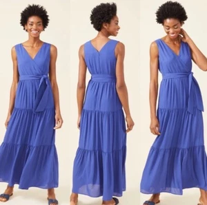 J. McLaughlin Lavinia Maxi Dress Persian Denim Solid Blue NWT $248 Women’s Sz 6 - Picture 1 of 10