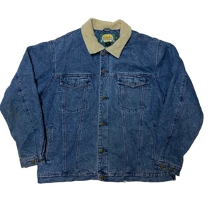Vintage Cabela's Jean Jacket Mens XLT Blue Denim Sherpa Lined Ranch Chore - Picture 1 of 6