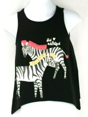 Gymboree Girls High Low Zebra Tank Top 4 6 - Image 1 of 4
