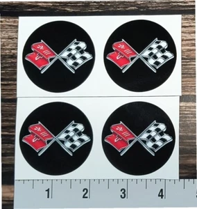 Chevy Cross Flags Rim Wheel Center Cap Sticker Decal Laminated - Made in USA - Picture 1 of 3