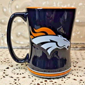 2015 NFL Denver Broncos Embossed Logo Mug Ceramic Dark Blue White & Orange - Picture 1 of 8