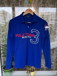 Ralph Lauren Polo Team MCM LXVII Women’s Long Sleeve Rugby Shirt Size L Vintage - Picture 1 of 10