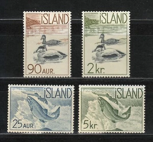 Iceland 1959 MNH Mi 335-338 Sc 319-322 Sockeye Salmon, Eider Ducks ** - Picture 1 of 2