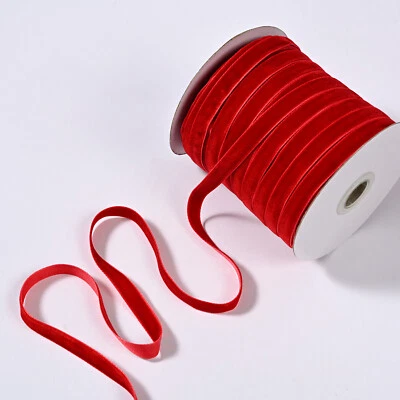 50 Yards/Roll Velvet Ribbon Single Sided Spool for Gift Wrapping Bow Making 10mm - Image 1 of 4
