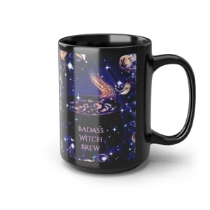 Black Mug, 15oz Badass Witch Brew Coffee Mug - Picture 1 of 8