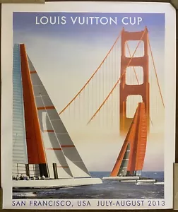 Large 2013 San Francisco Louis Vuitton Cup Poster by Razzia, Signed & On Linen - Picture 1 of 5