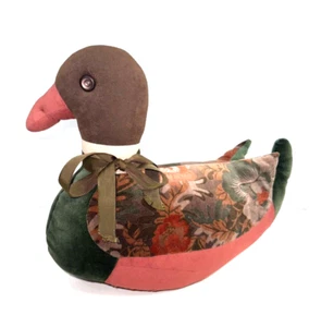 Vintage Stuffed Fabric Covered Mallard  Duck Decorative Doorstop Weighted Bottom - Picture 1 of 7