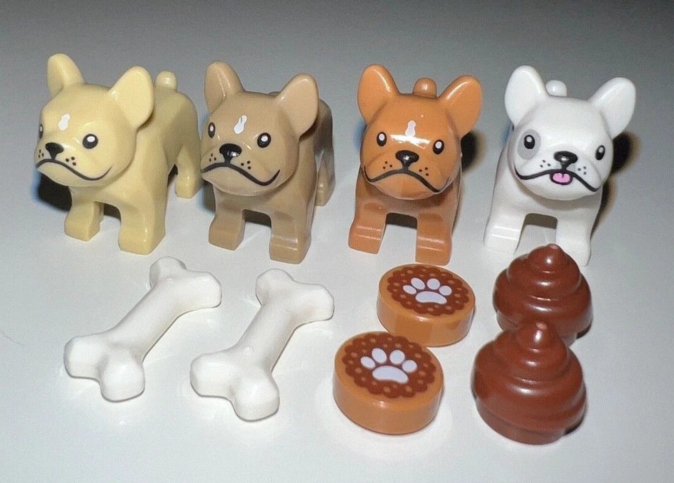 NUEVO LEGO Perro Bulldog Francés Blanco Tostado Turrón Mediano Foto 1 de 1