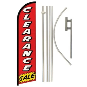 Clearance Sale Advertising Windless Banner Flag & Flag Pole Kit & Ground Spike - Picture 1 of 1