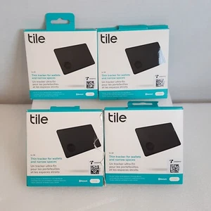 OPEN BOX Lot of 4 Tile Slim Bluetooth Trackers, Black T7001 - Picture 1 of 4