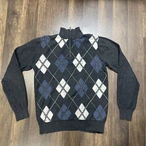 BKE Mens Pullover Sweater 1/4 Zip M Medium Gray/Grey No Pockets Diamond Pattern - Picture 1 of 15