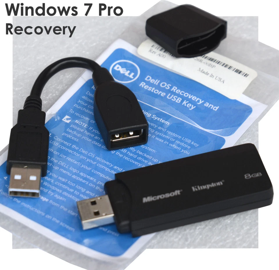 WINDOWS 7 PROFESSIONAL 64-BIT MICROSOFT 8GB 4GB USB STICK ENGLISH DELL NEU #2 - Image 1 of 1