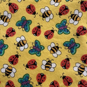 Yellow Bees Butterflies Ladybugs Marcus Brother Flannel Fabric 4 Yards X 44” NEW - Picture 1 of 3