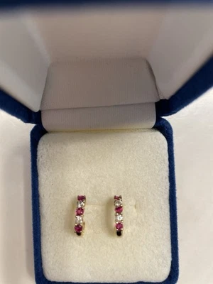 Pendientes de diamantes rubí 14k Foto 1 de 4