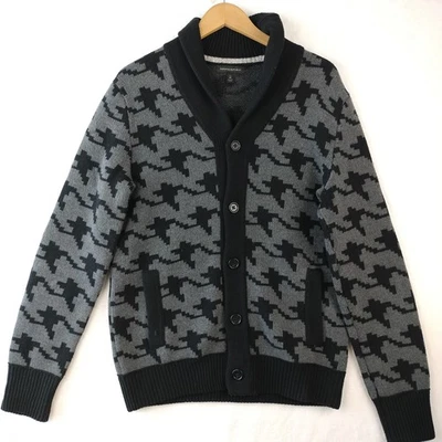 Cardigã suéter masculino Banana Republic tamanho M alto merino botão para cima xale colarinho - Imagem 1 de 4