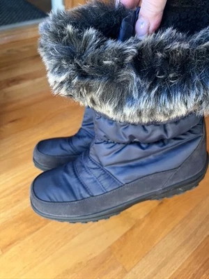 Spring Step Womens Alpi-Tex Vanish Faux Fur Trim Black Snow Boots Size 10 - Image 1 of 3