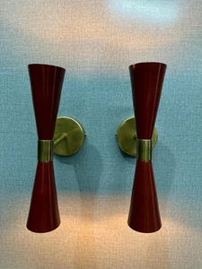 Mid Century Modern Wandleuchte Italienisch Diabolo Messing Leuchte - Bild 1 von 7