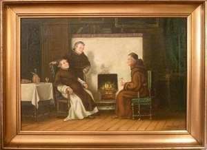V. S. NIELSEN! MONKS IN THE WINE CELLAR AT THE FIREPLACE - Picture 1 of 5