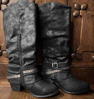 Botas hasta la rodilla Dixie Jellypop, negras talla 8,5  Foto 1 de 4